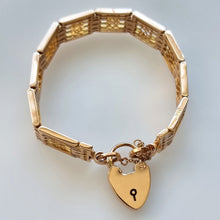 Load image into Gallery viewer, Vintage 9ct Gold Gate Bracelet with Heart Padlock, 24.4 grams