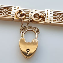 Load image into Gallery viewer, Vintage 9ct Gold Gate Bracelet with Heart Padlock, 24.4 grams
