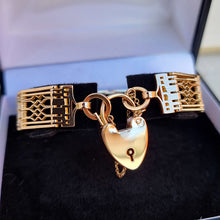 Load image into Gallery viewer, Vintage 9ct Gold Gate Bracelet with Heart Padlock, 24.4 grams
