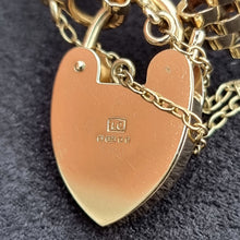 Load image into Gallery viewer, Vintage 9ct Gold Ornate Gate Bracelet with Heart Padlock hallmark
