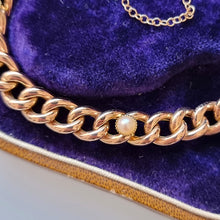 Load image into Gallery viewer, Antique 15ct Yellow Gold Pearl Curb Link Bracelet, Circa 1910