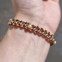 Load image into Gallery viewer, Antique 15ct Yellow Gold Pearl Curb Link Bracelet, Circa 1910