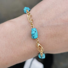 Load image into Gallery viewer, Vintage 14ct Gold Turquoise Bracelet