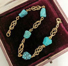 Load image into Gallery viewer, Vintage 14ct Gold Turquoise Bracelet
