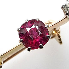 Load image into Gallery viewer, Edwardian 18ct Gold Ruby & Diamond Bar Brooch close-up