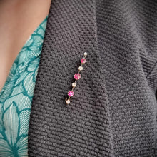 Load image into Gallery viewer, Edwardian 18ct Gold Ruby & Diamond Bar Brooch modelled