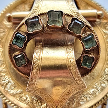 Load image into Gallery viewer, Victorian 15ct Gold Emerald Locket Back Brooch close-up