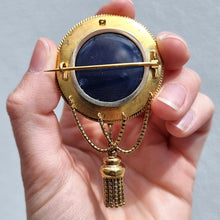 Load image into Gallery viewer, Victorian 15ct Gold Emerald Locket Back Brooch in hand