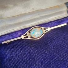 Load image into Gallery viewer, Antique 9ct Gold Opal & Pearl Bar Brooch by Murrle Bennett in box