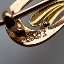 Load image into Gallery viewer, Art Nouveau 15ct Gold Turquoise & Pearl Brooch stamp