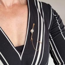 Load image into Gallery viewer, Edwardian 9ct Gold Pearl & Diamond Bar Brooch modelled