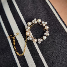 Load image into Gallery viewer, Antique 9ct Gold & Silver Diamond and Pearl Circle Brooch modelled