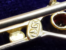 Load image into Gallery viewer, Antique 15ct Gold Garnet & Seed Pearl Bar Brooch
