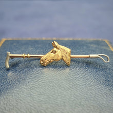 Load image into Gallery viewer, Antique 9ct Gold & Silver Horse Riding Crop Brooch