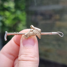 Load image into Gallery viewer, Antique 9ct Gold & Silver Horse Riding Crop Brooch
