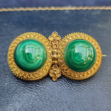Load image into Gallery viewer, Victorian 9ct Gold Malachite Brooch