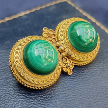 Load image into Gallery viewer, Victorian 9ct Gold Malachite Brooch