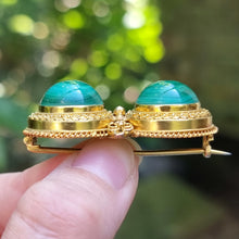 Load image into Gallery viewer, Victorian 9ct Gold Malachite Brooch
