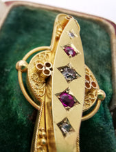 Load image into Gallery viewer, Victorian 15ct Gold Ruby & Diamond Bar Brooch