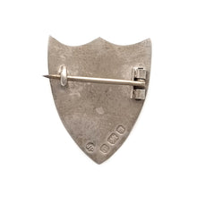 Load image into Gallery viewer, Vintage Sterling Silver Tennis Shield Brooch reverse