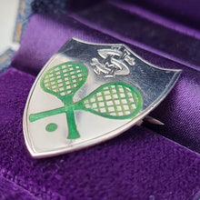 Load image into Gallery viewer, Vintage Sterling Silver Tennis Shield Brooch side