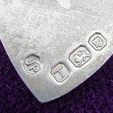 Load image into Gallery viewer, Vintage Sterling Silver Tennis Shield Brooch hallmark
