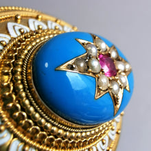 Load image into Gallery viewer, Victorian 15ct Gold Ruby, Pearl & Enamel Locket Brooch