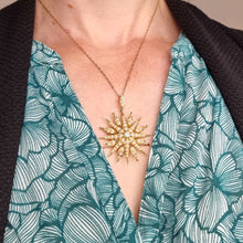 Load image into Gallery viewer, Victorian 15ct Gold Pearl & Diamond Pendant/Brooch with chain
