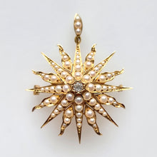 Load image into Gallery viewer, Victorian 15ct Gold Pearl & Diamond Pendant/Brooch front