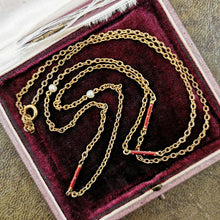 Load image into Gallery viewer, Antique 15ct Gold Enamel & Pearl 26" Chain