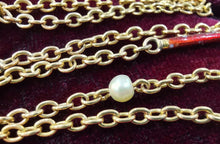 Load image into Gallery viewer, Antique 15ct Gold Enamel & Pearl 26" Chain