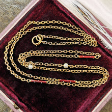 Load image into Gallery viewer, Antique 15ct Gold Enamel & Pearl 26" Chain