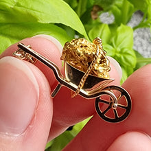 Load image into Gallery viewer, Antique Fine Gold Ore Wheelbarrow Charm in hand