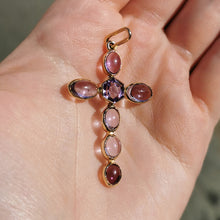 Load image into Gallery viewer, Vintage 9ct Gold Amethyst Cross Pendant