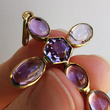Load image into Gallery viewer, Vintage 9ct Gold Amethyst Cross Pendant