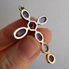 Load image into Gallery viewer, Vintage 9ct Gold Amethyst Cross Pendant