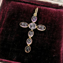 Load image into Gallery viewer, Vintage 9ct Gold Amethyst Cross Pendant