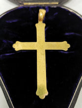 Load image into Gallery viewer, Victorian Large 18ct Gold Banded Agate Cross Pendant with Fitted Case