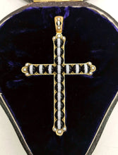 Load image into Gallery viewer, Victorian Large 18ct Gold Banded Agate Cross Pendant with Fitted Case
