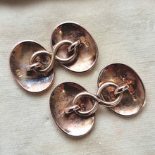 Load image into Gallery viewer, Art Deco 15ct Gold Engraved Oval Cufflinks backs