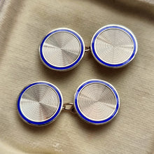 Load image into Gallery viewer, Vintage 9ct Gold Blue Enamel Cufflinks fronts