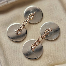 Load image into Gallery viewer, Vintage 9ct Gold Blue Enamel Cufflinks backs