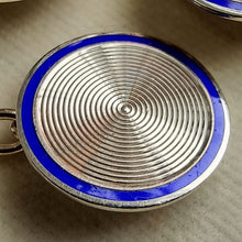 Load image into Gallery viewer, Vintage 9ct Gold Blue Enamel Cufflinks detail