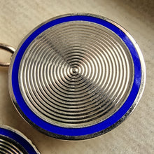 Load image into Gallery viewer, Vintage 9ct Gold Blue Enamel Cufflinks detail