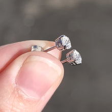 Load image into Gallery viewer, 18ct White Gold Brilliant Cut Diamond Stud Earrings, 0.53ct in hand