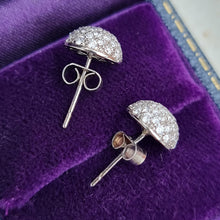 Load image into Gallery viewer, 18ct White Gold Diamond Domed Cluster Stud Earrings, 1.00ct in box, side view