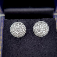 Load image into Gallery viewer, 18ct White Gold Diamond Domed Cluster Stud Earrings, 1.00ct in box