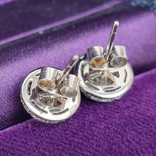 Load image into Gallery viewer, 18ct White Gold Diamond Domed Cluster Stud Earrings, 1.00ct backs