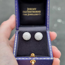 Load image into Gallery viewer, 18ct White Gold Diamond Domed Cluster Stud Earrings, 1.00ct in box