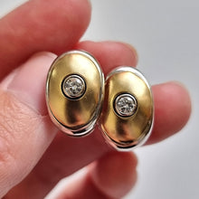 Load image into Gallery viewer, Vintage 9ct Yellow & White Gold Diamond Earrings, 0.25ct in hand